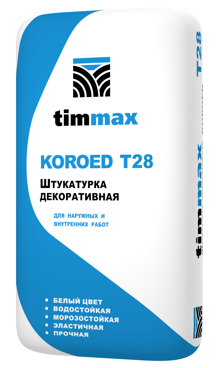 Штукатурка цементная Timmax T28 декоративная КОРОЕД 2,5мм (25кг/48шт/1.2т)