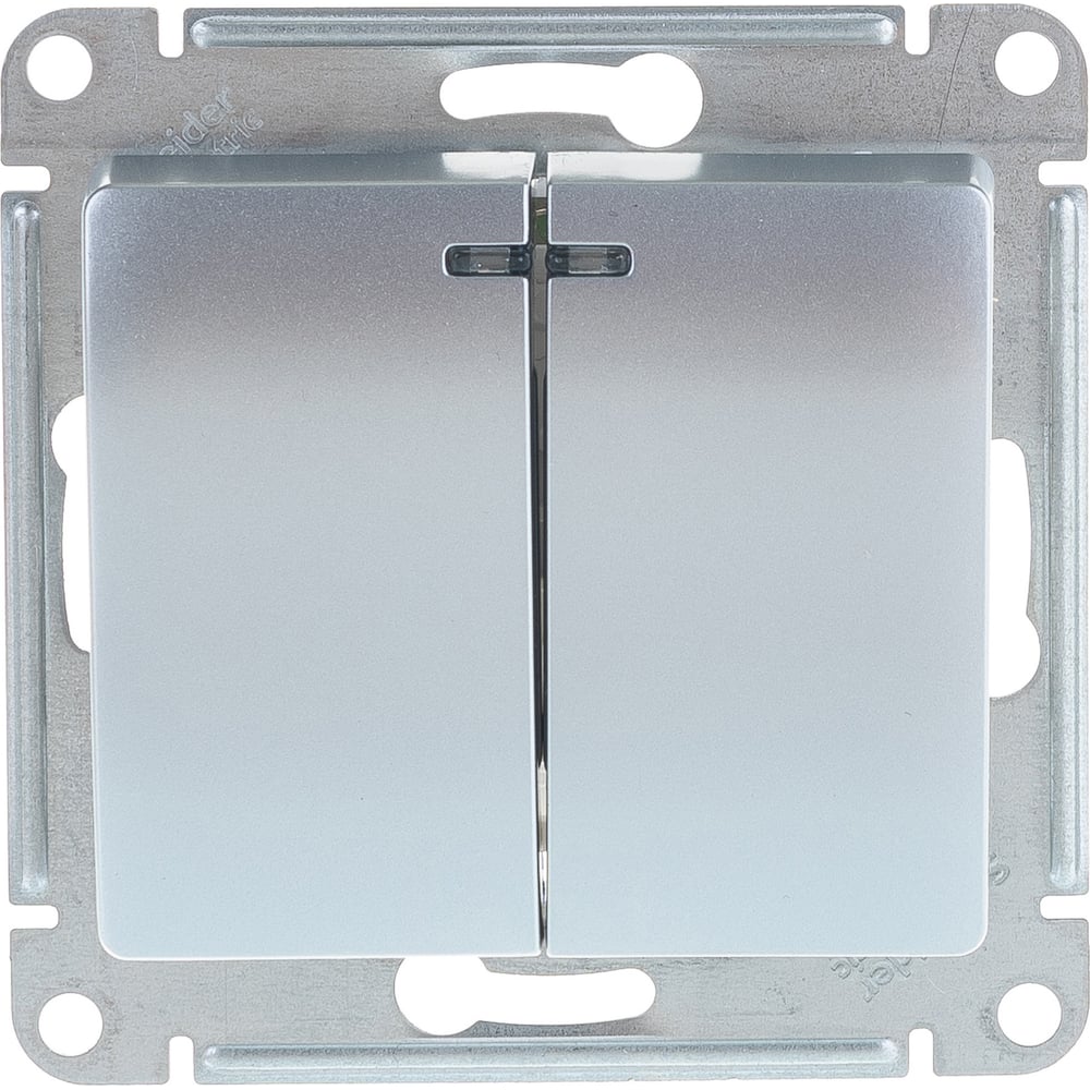 2-клавишный выключатель Systeme Electric (Schneider Electric) GLOSSA с подсветкой, сх.5а, 10АХ, алюминий GSL000353