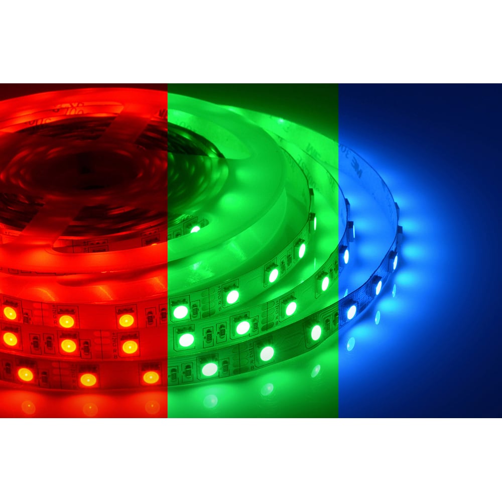 Светодиодная лента Apeyron 12В, СТ, 14,4Вт/м, smd5050, 60д/м, IP20, подложка 10мм, 5м, RGB 00-17