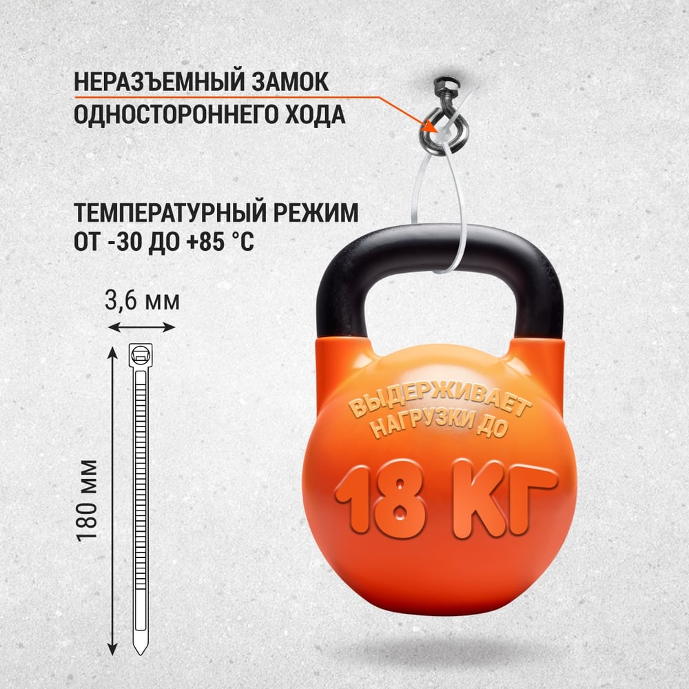 Хомут 3,6х180мм нейлон (черный) (100шт) TDM