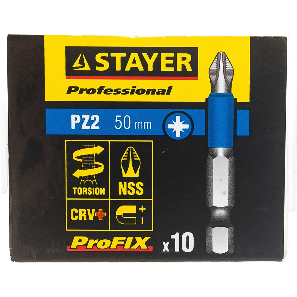 Биты "Professional" ProFix Pozidriv, тип хвостика: Е 1/4, №2, длина: 50мм, STAYER