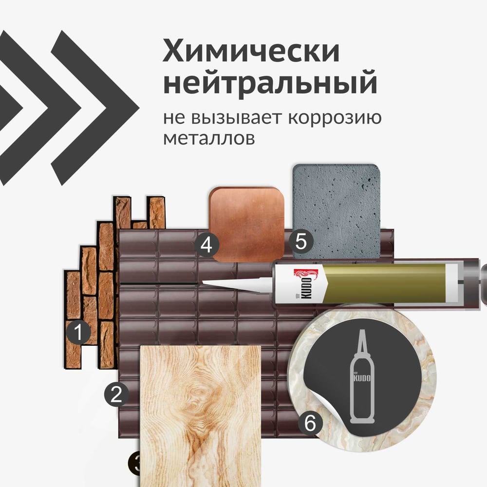 Герметик KUDO KSK142 силиконовый для кровли 280мл, графитовый черный (12шт/уп)