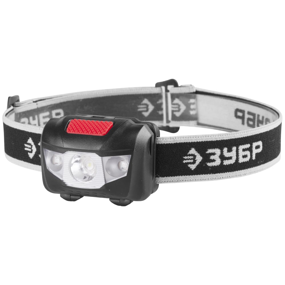 Фонарь налобный Зубр 1 Вт батарейки АААх3шт 80Лм+2LED