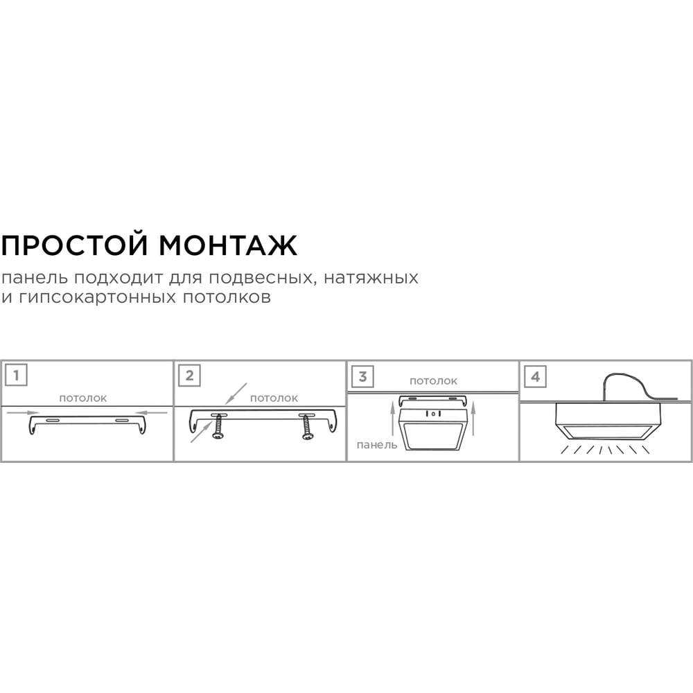 06-67 Светодиодная панель накладная квадратная 220В, 15Вт,