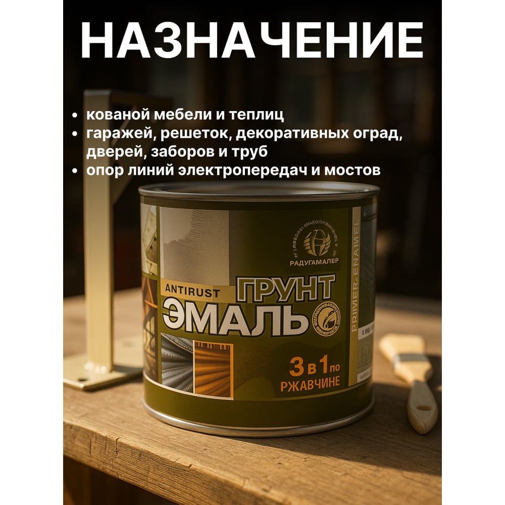 Грунт-эмаль 3 в 1 Радугамалер синяя 1,9 кг 4650001276100
