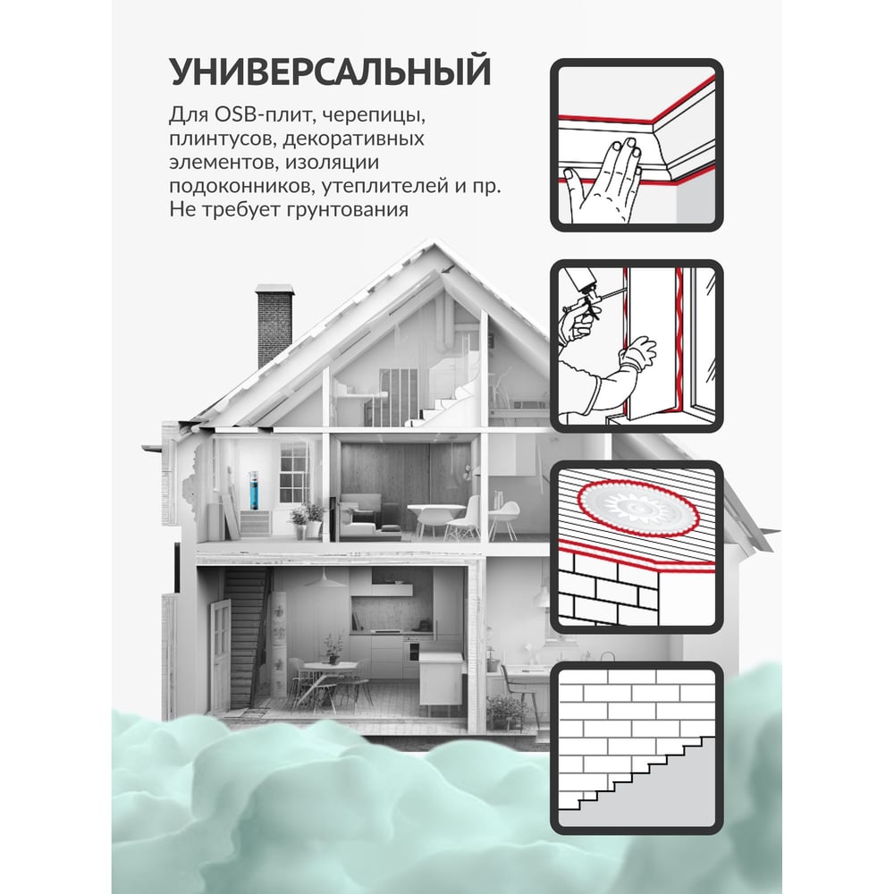 Клей-пена KUDO полиуретановый монтажный бытовой всесезонный НОМЕ12+ 650 мл KUPH10UAU