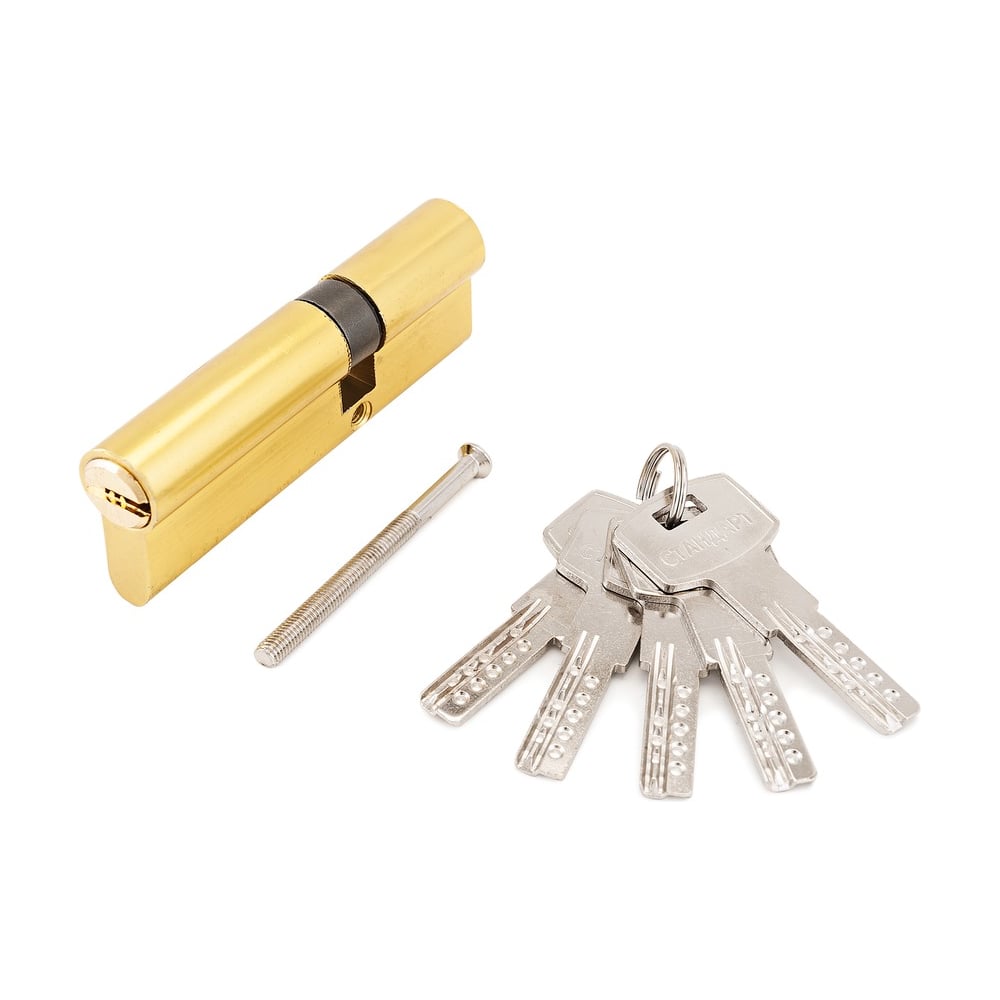Цилиндровый механизм Стандарт F-01 100(30х10х60) GP, 5 ключей, золото, перф. ключ/ключ 11311