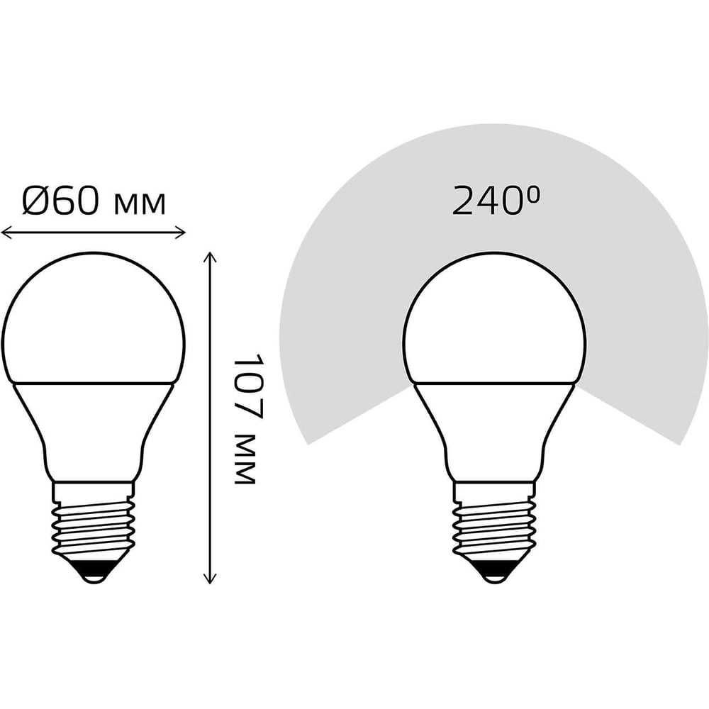 Лампа светодиодная LED 10W E27 A60 3000k, теплый белый, GAUSS