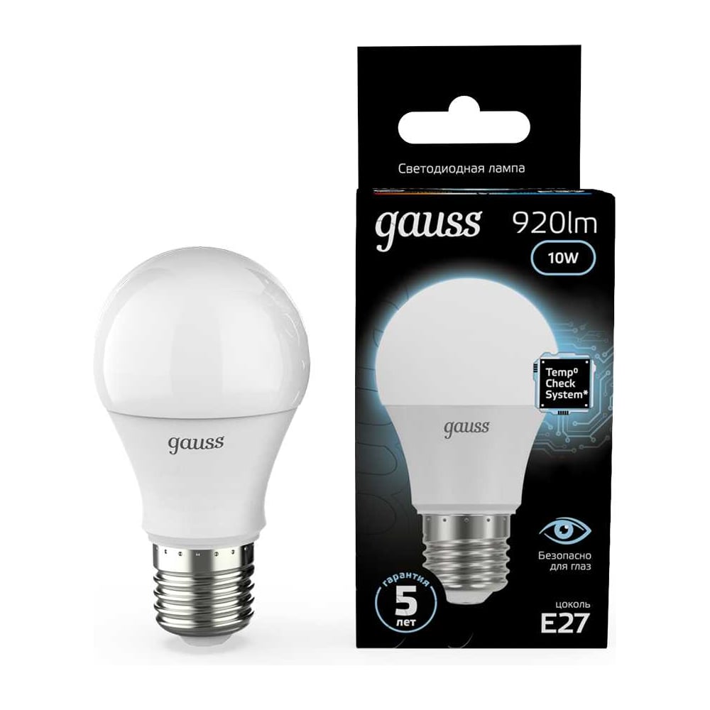 Лампа Gauss LED A60 10W E27 920Лм 4100K SQ 102502210