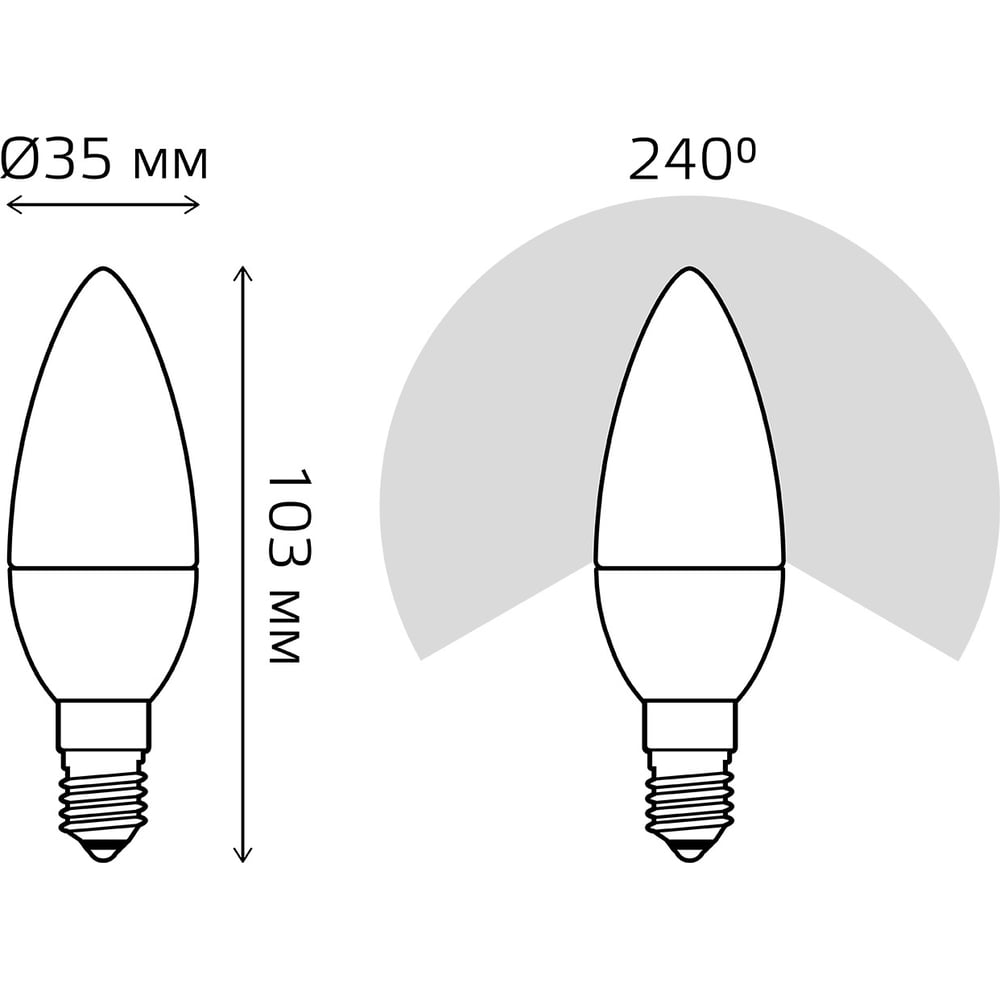 Лампа светодиодная LED Elementary Свеча 12W E14 3000k, теплый белый, GAUSS