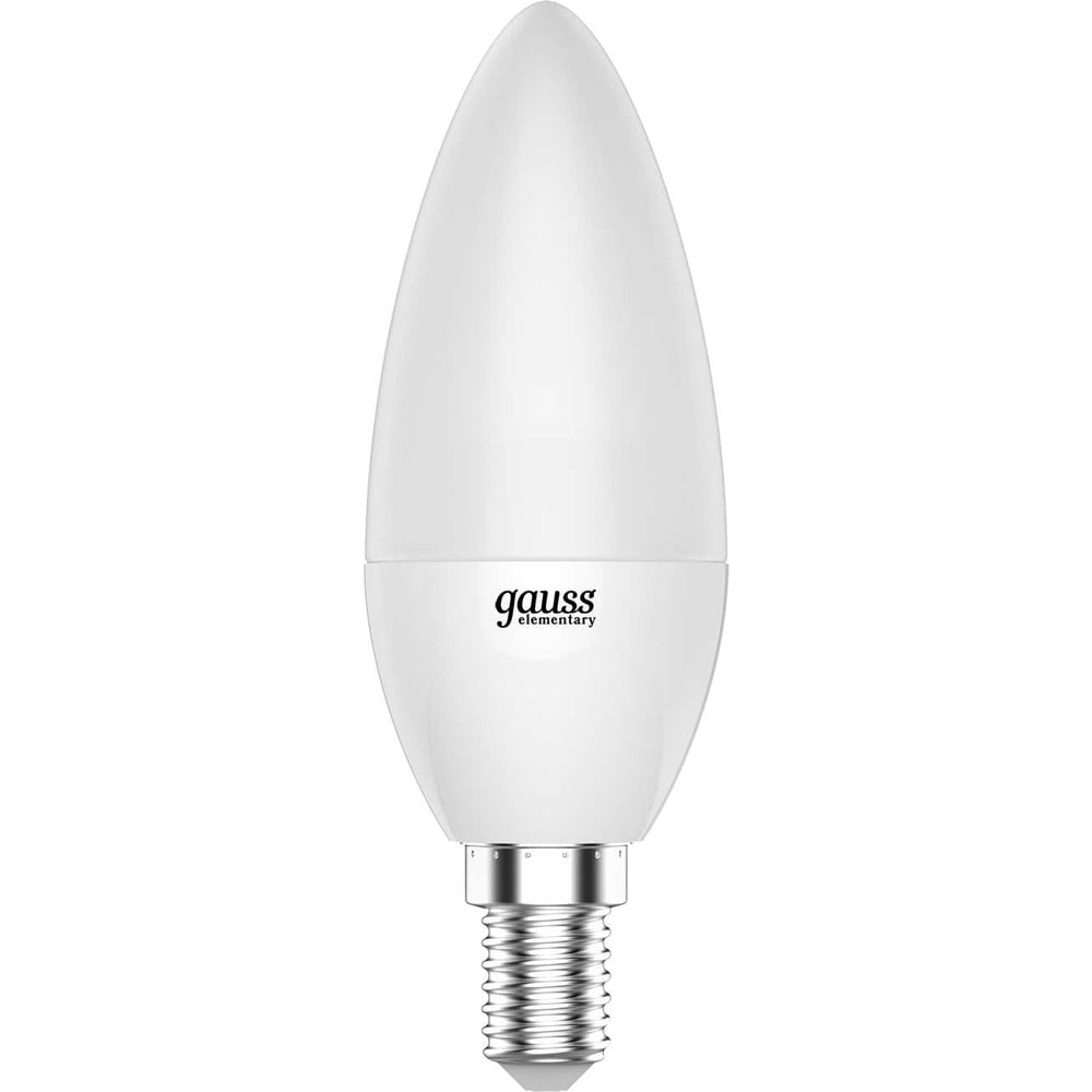 Лампа светодиодная LED Elementary Свеча 6W E14 3000k, теплый белый, GAUSS
