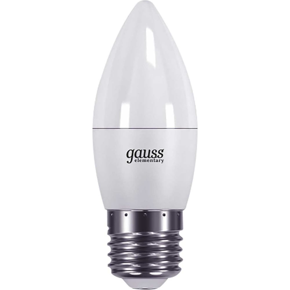 Лампа светодиодная LED Elementary Свеча 6W E27 3000k, теплый белый, GAUSS