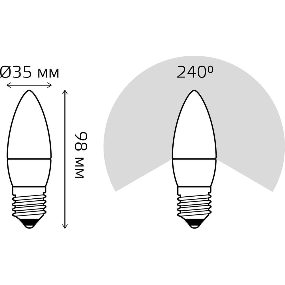 Лампа светодиодная LED Elementary Свеча 6W E27 3000k, теплый белый, GAUSS