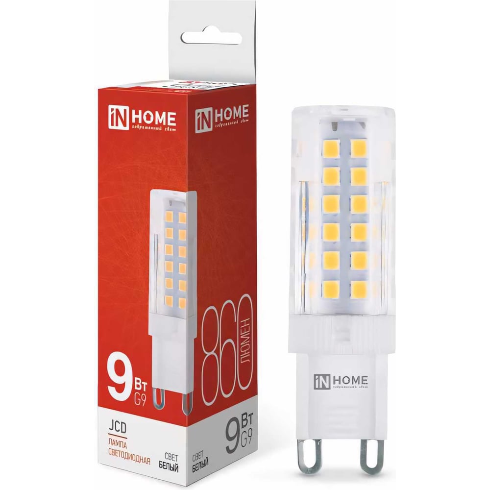 Лампа сд LED-JCD 9Вт 230В G9 4000K 860Лм IN HOME