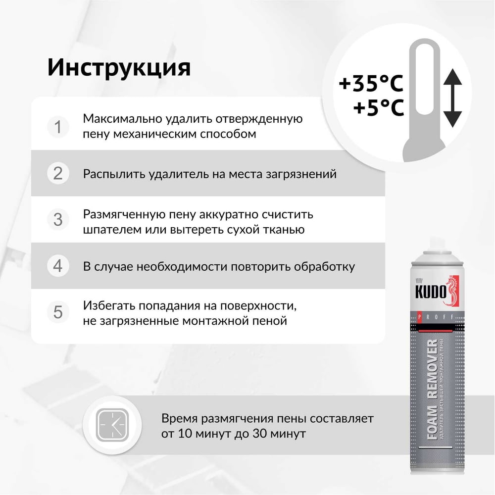 Удалитель застывшей пены KUDO Foam Remover 400мл (12шт/уп)