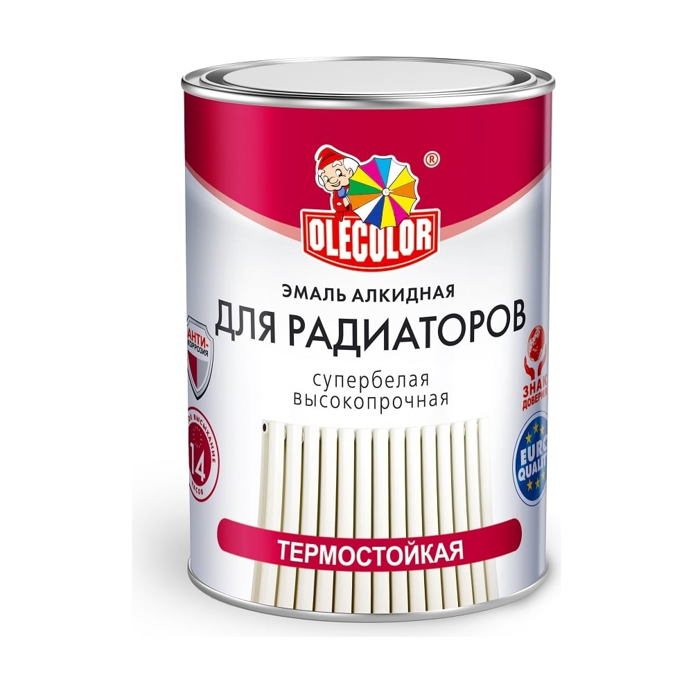 Алкидная эмаль для радиаторов OLECOLOR белый, 0.9 кг 4300000703