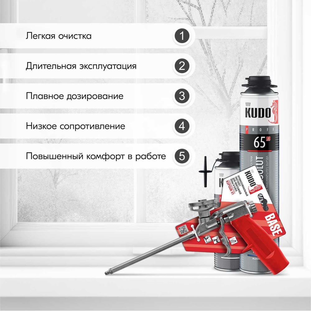 Пистолет для монтажной пены, KUDO Base (20шт/уп)