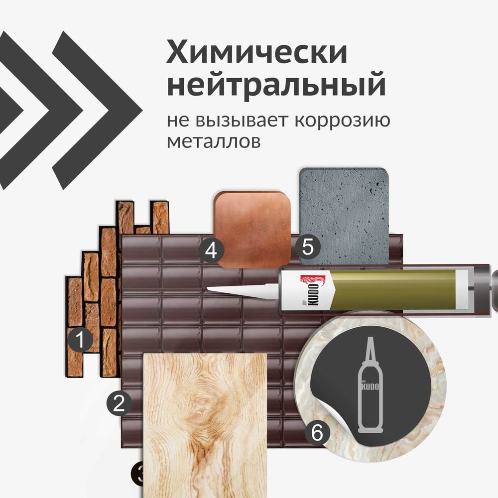 Герметик KUDO KSK146 силиконовый для кровли 280мл, шоколадно-корич (12шт/уп)