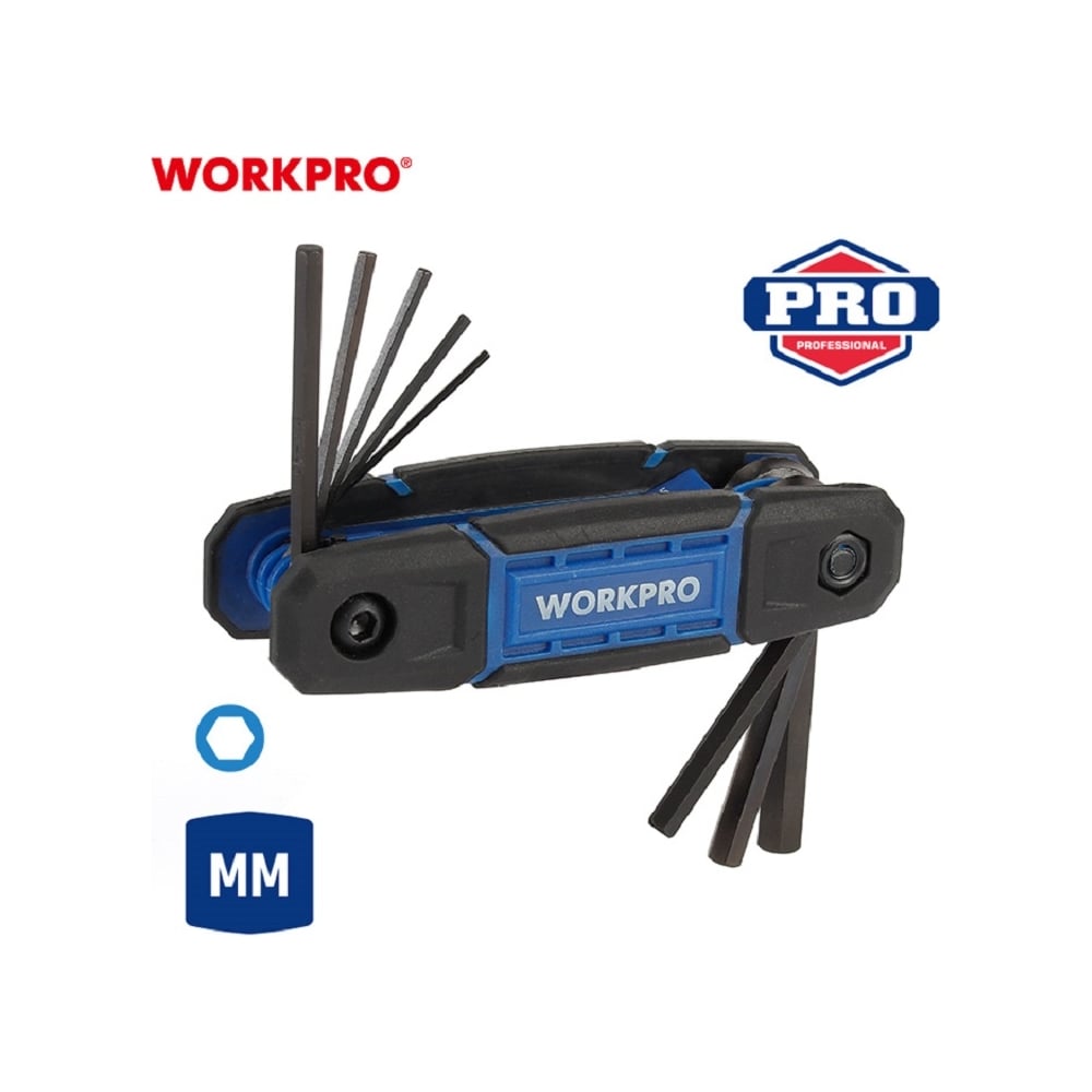 Набор шестигранных метрических ключей WORKPRO 8 шт. складной WP222028