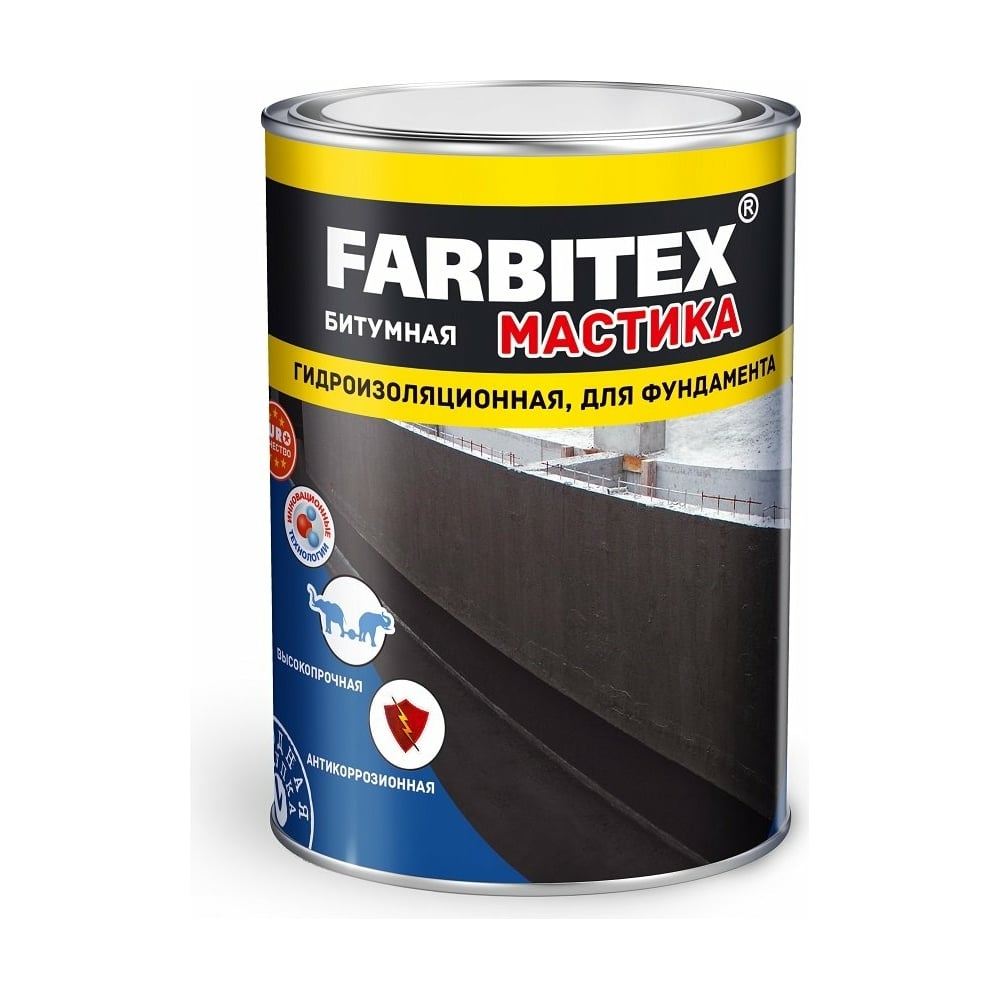Битумная мастика Farbitex (гидроизоляционная; 8 кг) 4300010386