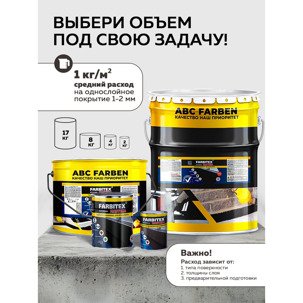 Мастика битумная гидроизоляционная (8кг). FARBITEX