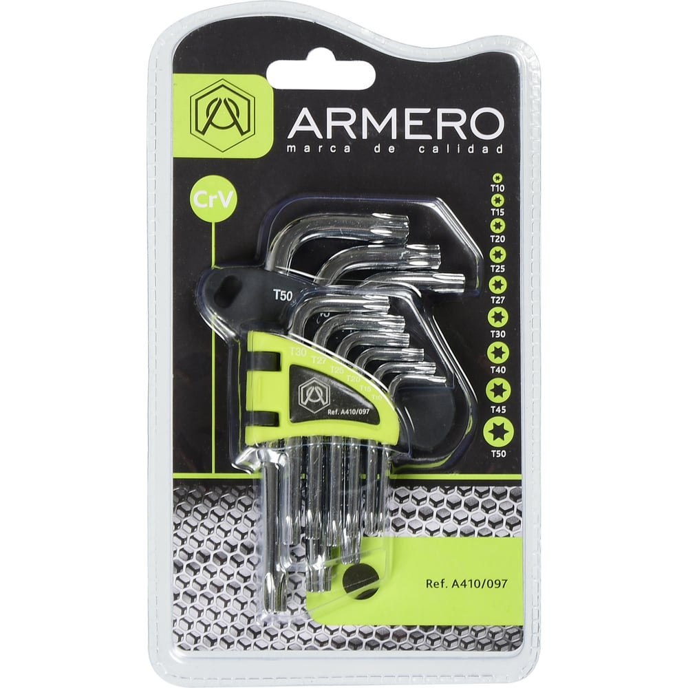 Набор ключей TORX,  9шт, CrV, короткие, Armero