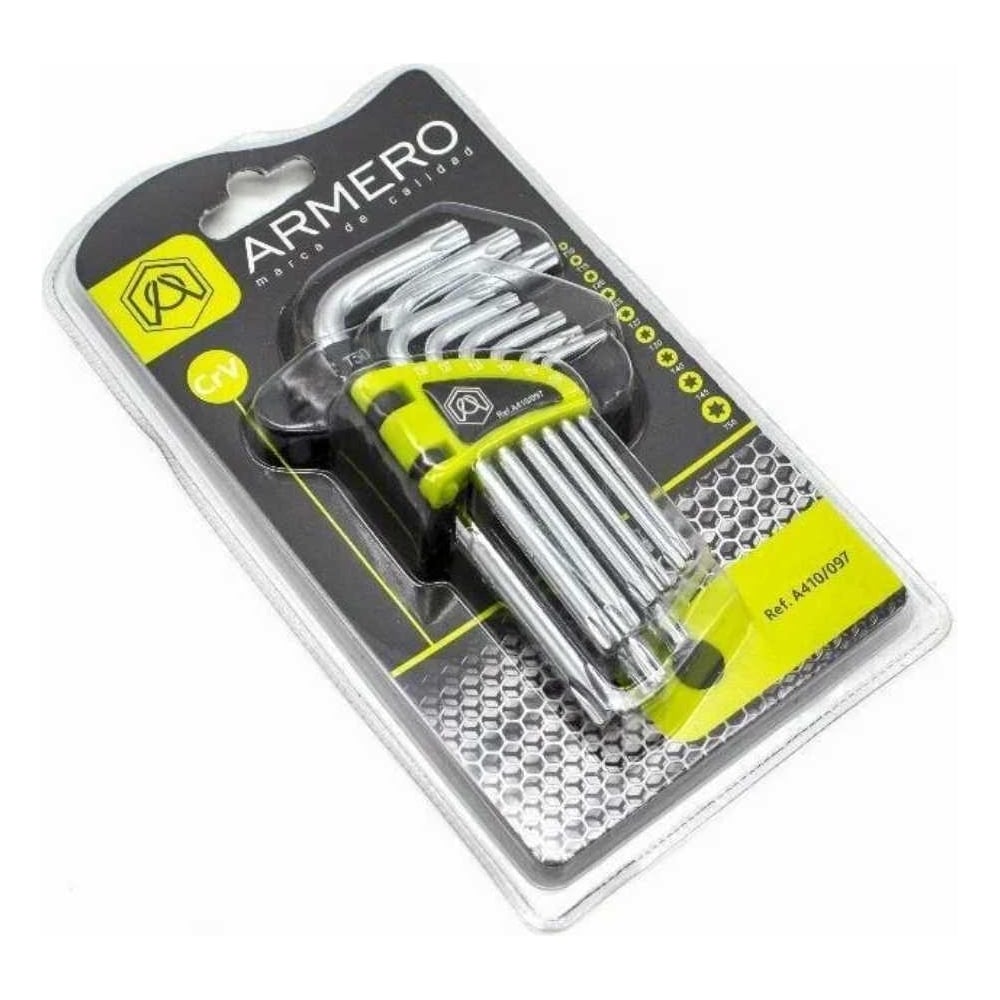 Набор ключей TORX,  9шт, CrV, короткие, Armero