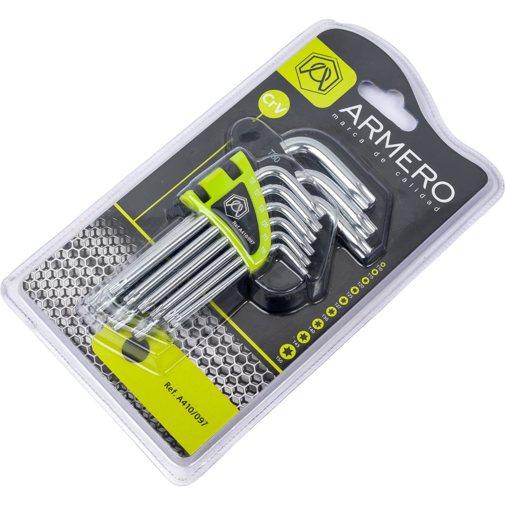 Набор ключей TORX,  9шт, CrV, короткие, Armero