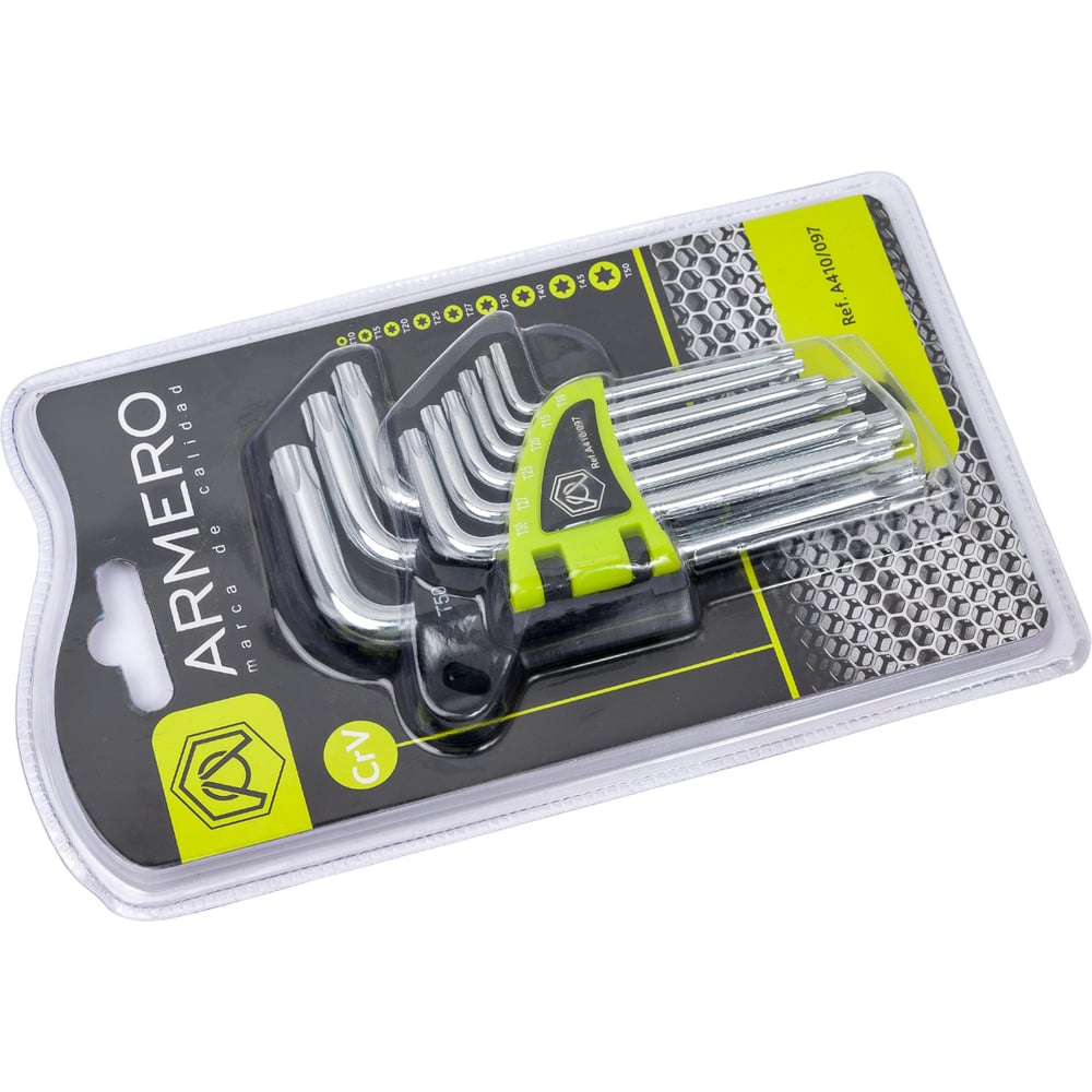 Набор ключей TORX,  9шт, CrV, короткие, Armero