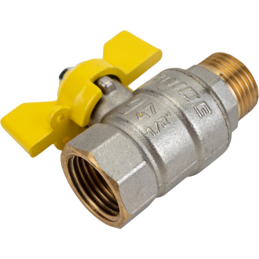 Кран шаровой латунный LD Pride 47.15.В-Н.Б GAS Ду 15 Ру 40 бабочка с биркой LD 47.362.15