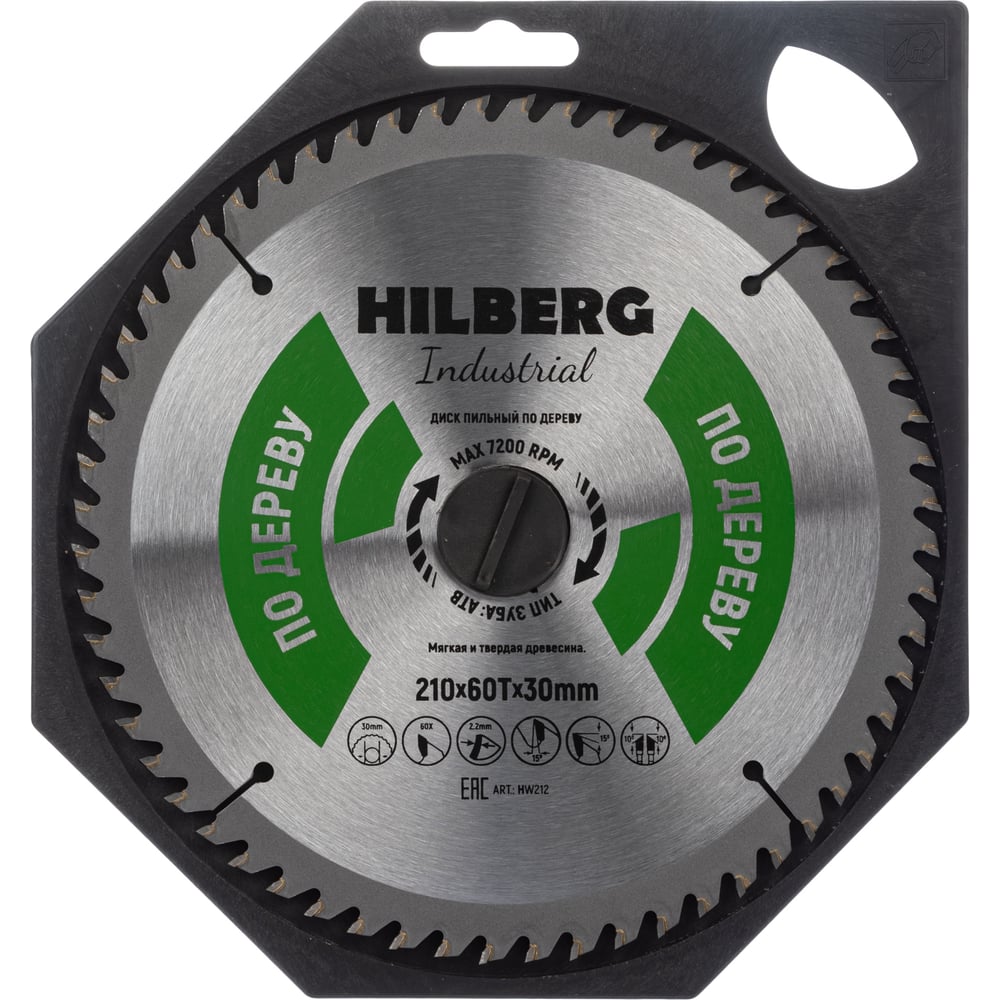 Диск пильный Hilberg Industrial дерево 210х60T*30мм