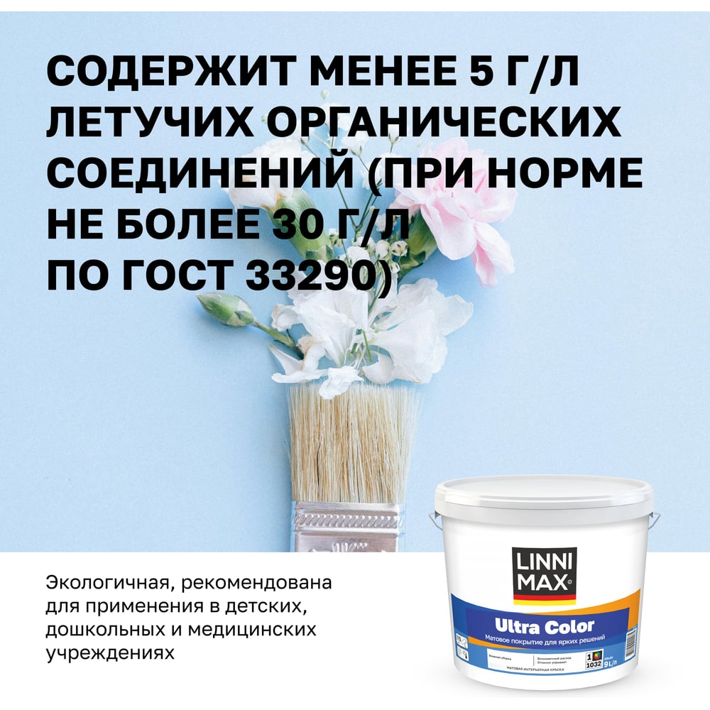Водно-дисперсионная для внутренних работ краска LINNIMAX Ultra Color База 1, 9 л 948105619
