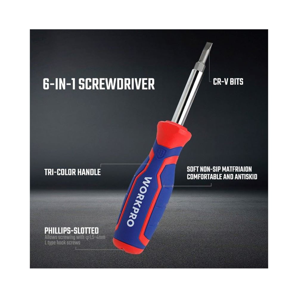 Отвертка 6 в 1 //WORKPRO WP245002