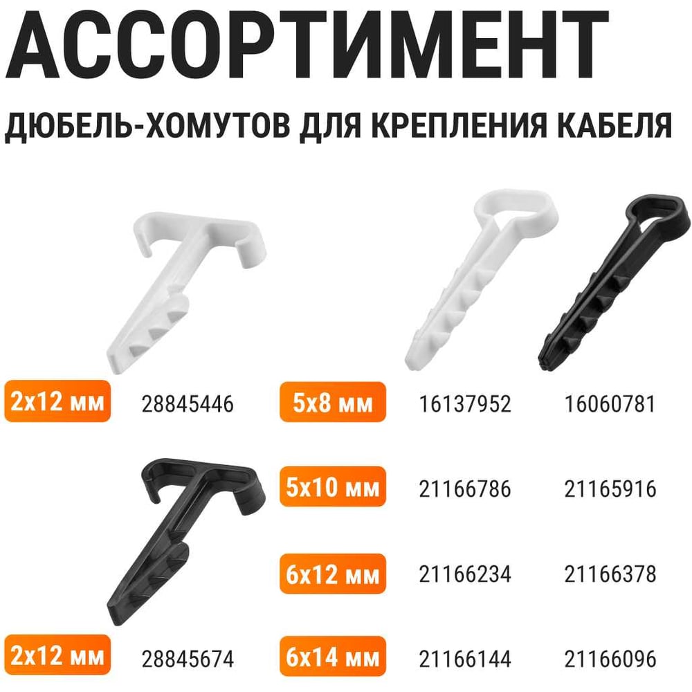 Дюбель-хомут для плоского кабеля 5-10мм белый (100шт) TDM