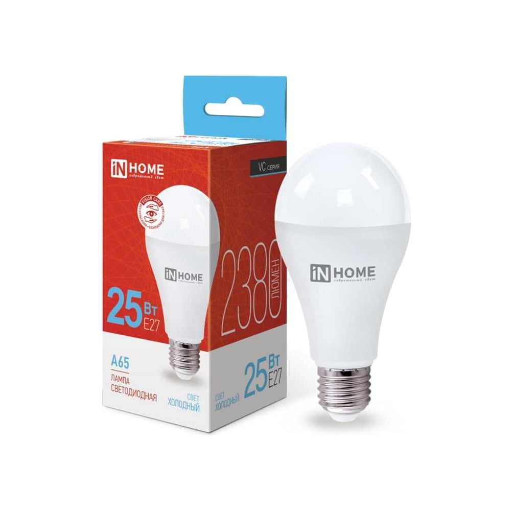Лампа сд LED-A65-VC 25Вт 230В Е27 6500К 2380Лм IN HOME