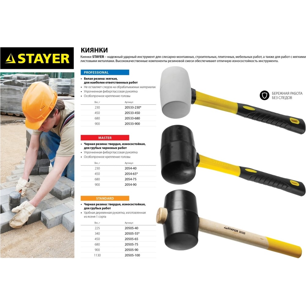 Чёрная резиновая киянка STAYER 340 г  20505-55
