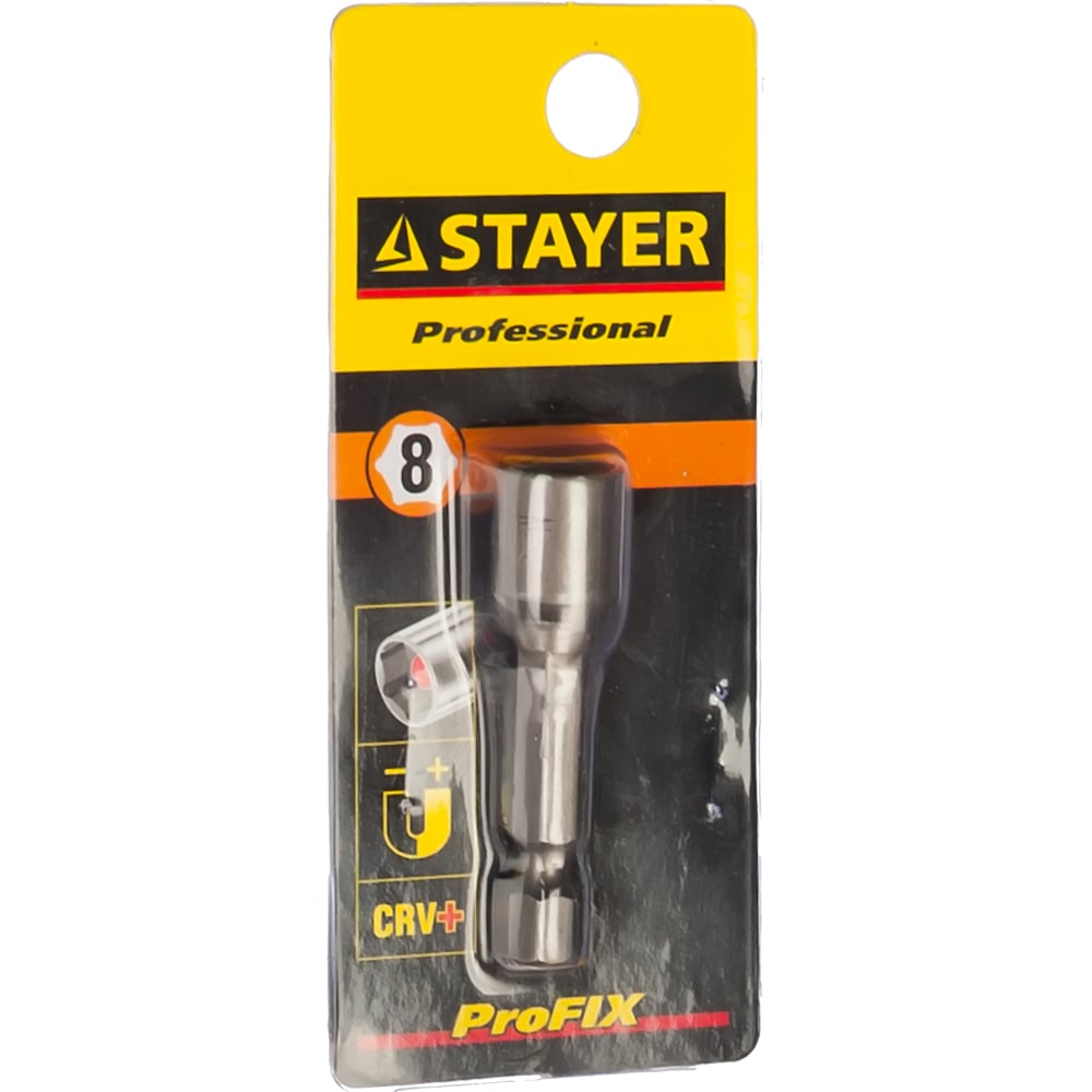 Бита Stayer "Profi"с торцевой головкой, магнитная,тип хвостика:Е1/4,длина:48мм,8мм,1шт