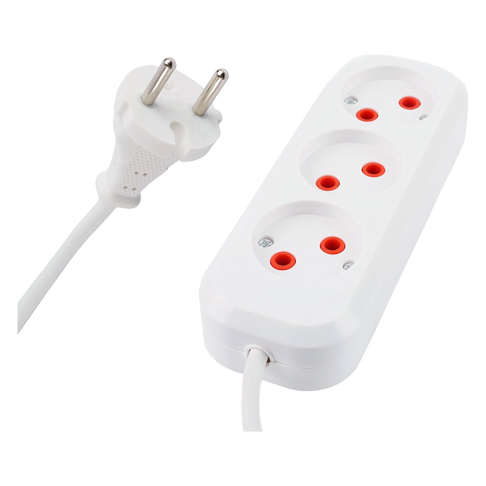 Удлинитель STEKKER 3 гнезда б/з 2x0,75, 1,8м, серия Home HM01-30-02, Ух-10 39209