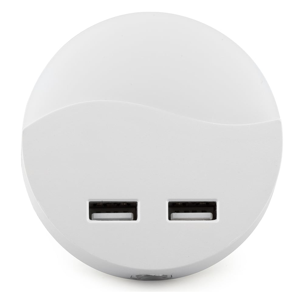 Светильник ночник Feron FN1122 0,45W 230V с USB выходами, круг, белый