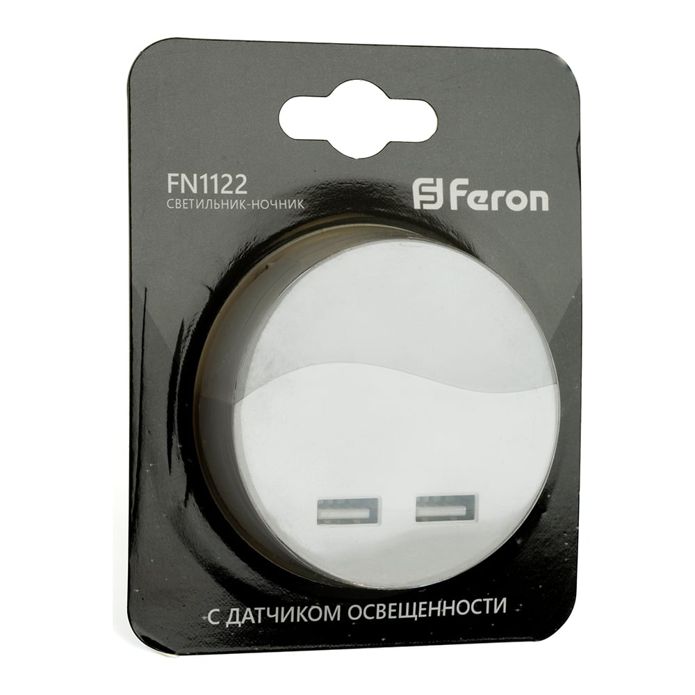 Светильник ночник Feron FN1122 0,45W 230V с USB выходами, круг, белый