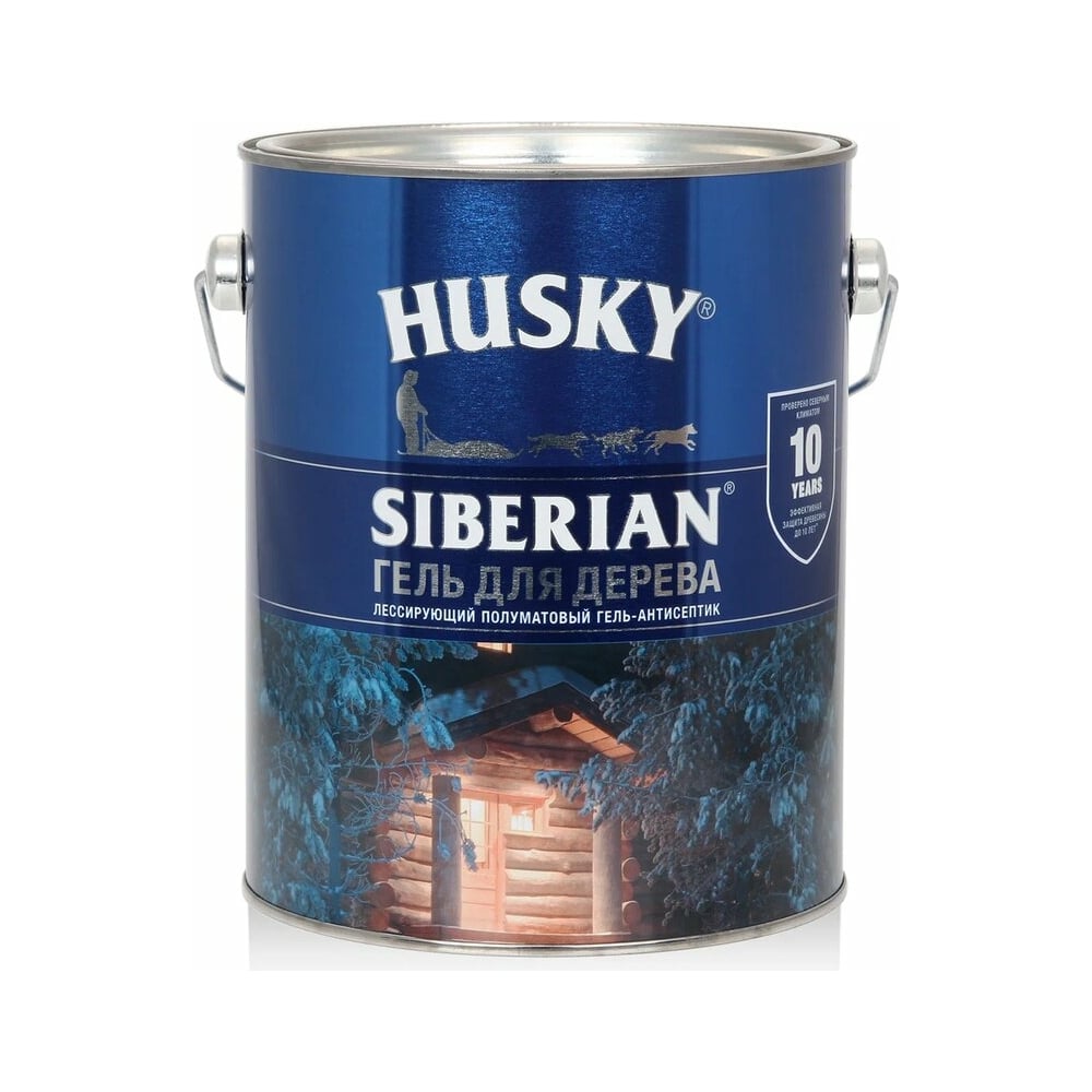 Гель-антисептик для дерева HUSKY SIBERIAN полуматовый калужница 2,7 л 25294