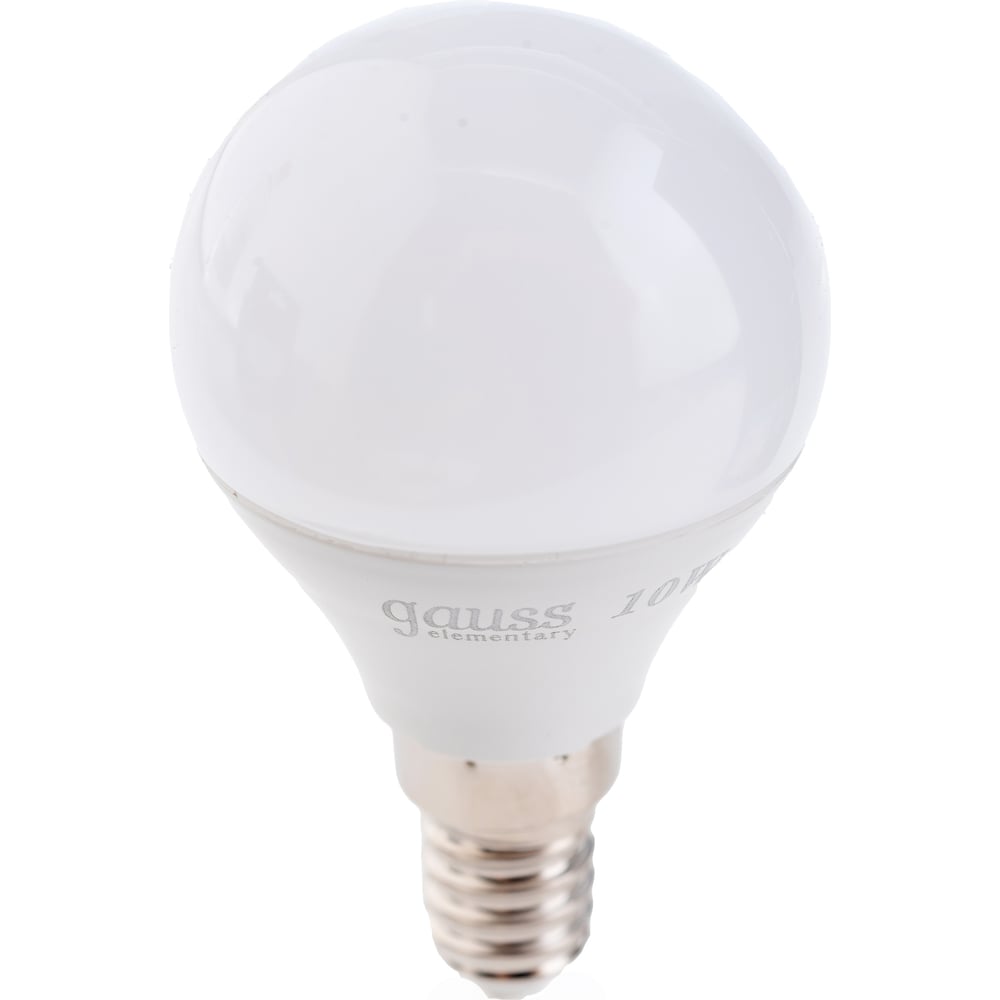 Лампа светодиодная LED Elementary Шар 10W E14 3000k, теплый белый, GAUSS