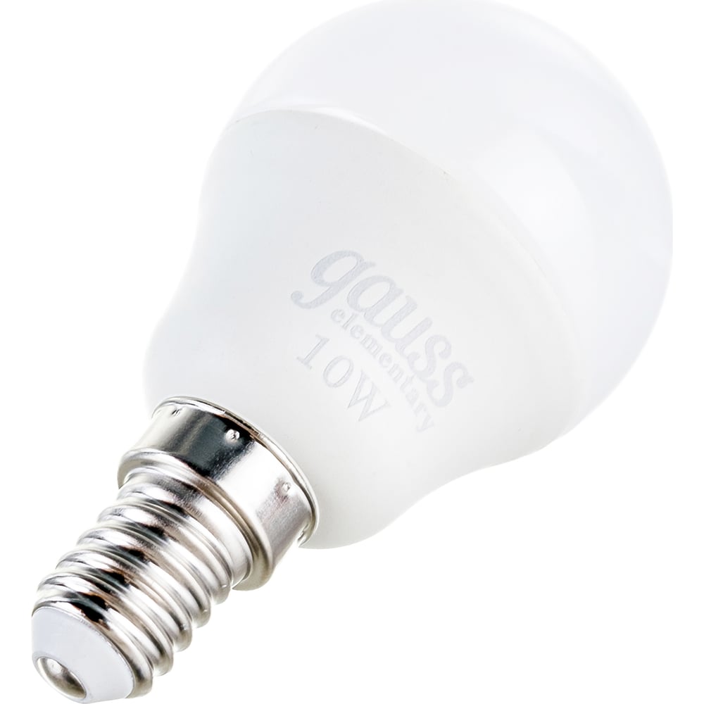 Лампа светодиодная LED Elementary Шар 10W E14 4100k, нейтральный белый, GAUSS