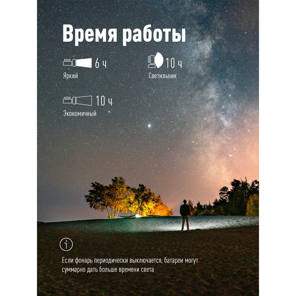 Фонарь светодиодный аккум, 7Вт, 380/420lm, Космос