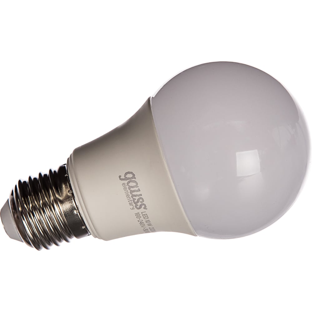 Лампа светодиодная LED Elementary 10W E27 A60 3000k, теплый белый, GAUSS
