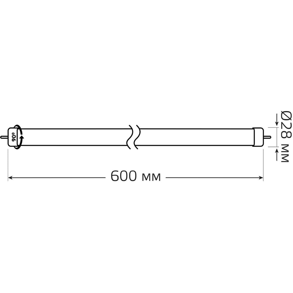 Лампа светодиодная LED Elementary T8 стекло G13 10W 4000K, нейтральный белый, поворотная GAUSS