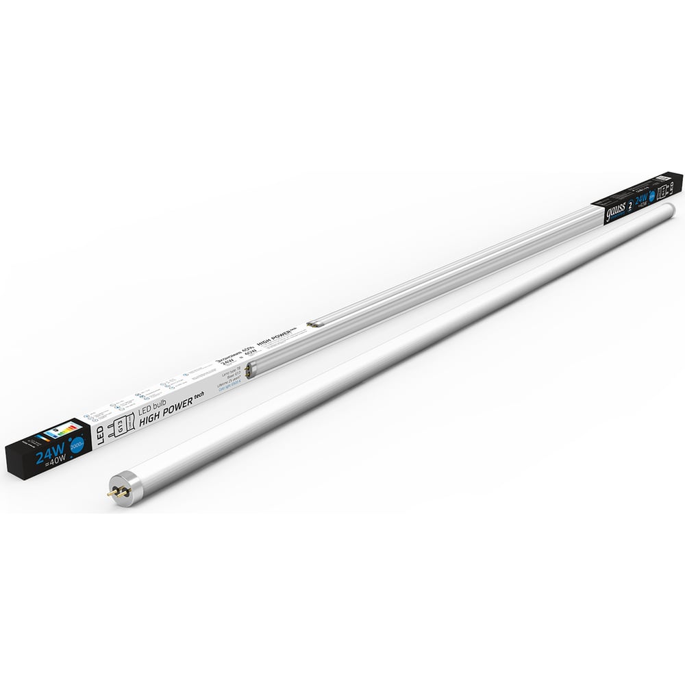 Лампа Gauss Elementary, T8, 24W, 2000lm, 6500K, G13, 1200mm, стекло, LED, 1/20 93034
