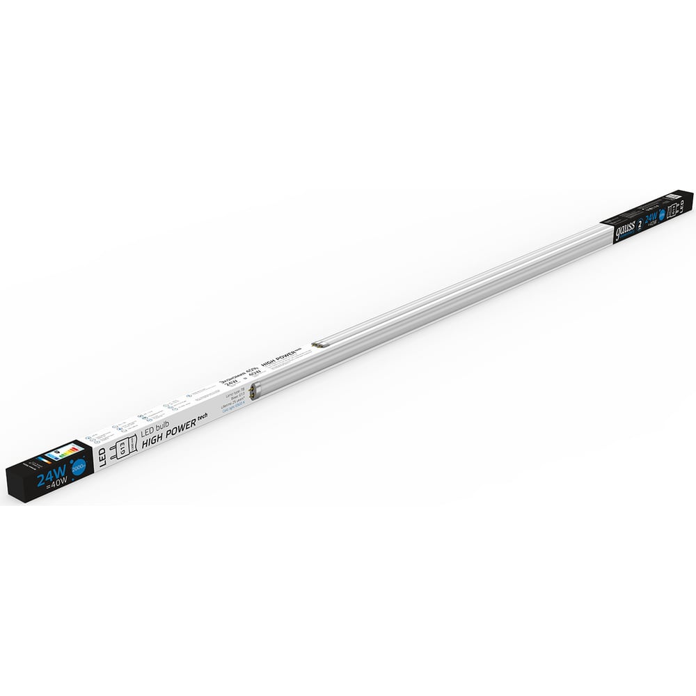 Лампа светодиодная LED Elementary T8 стекло G13 2000lm 24W 4000K, холодный белый, GAUSS