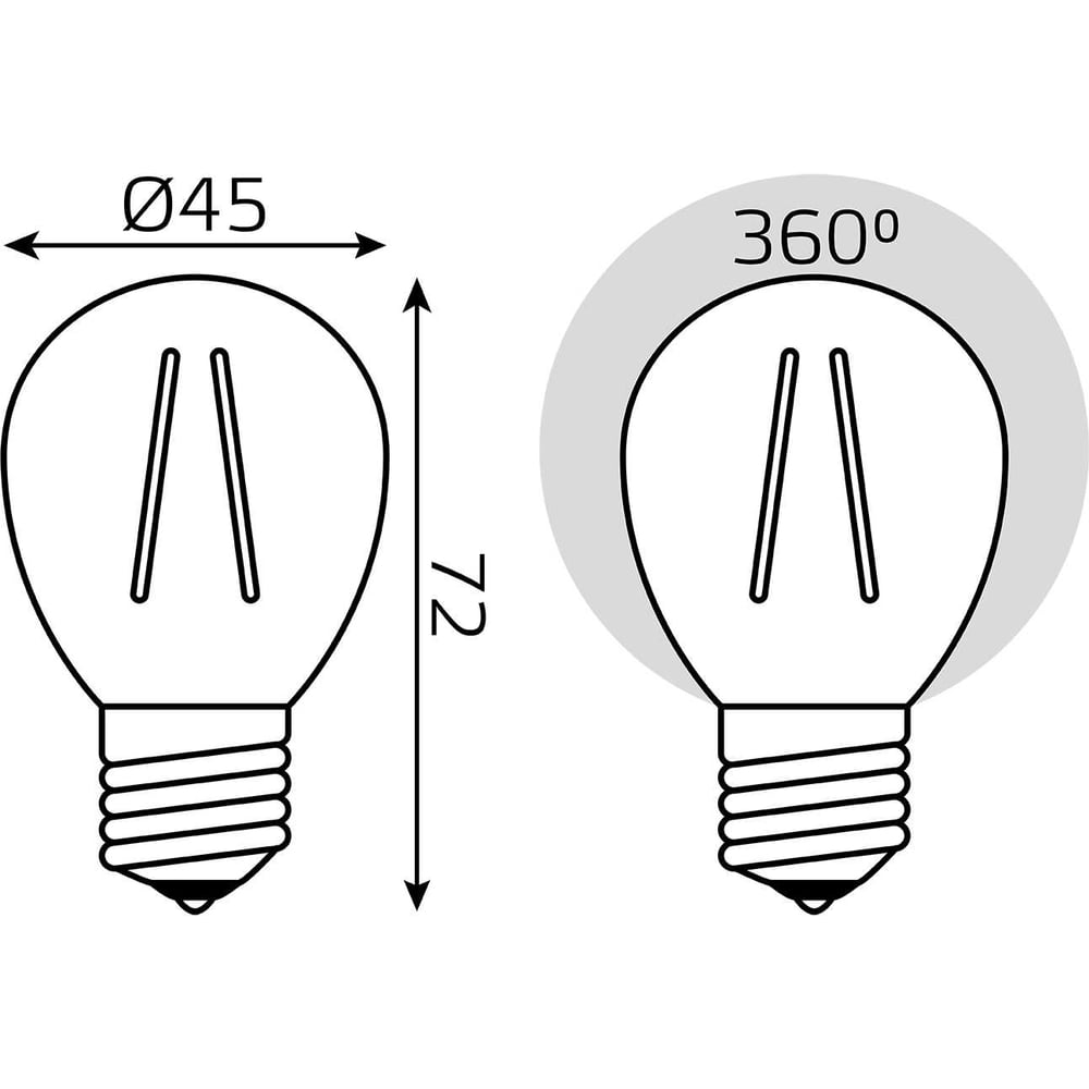 Лампа светодиодная LED Fllament Шар 9W E27 2700K, теплый белый, GAUSS