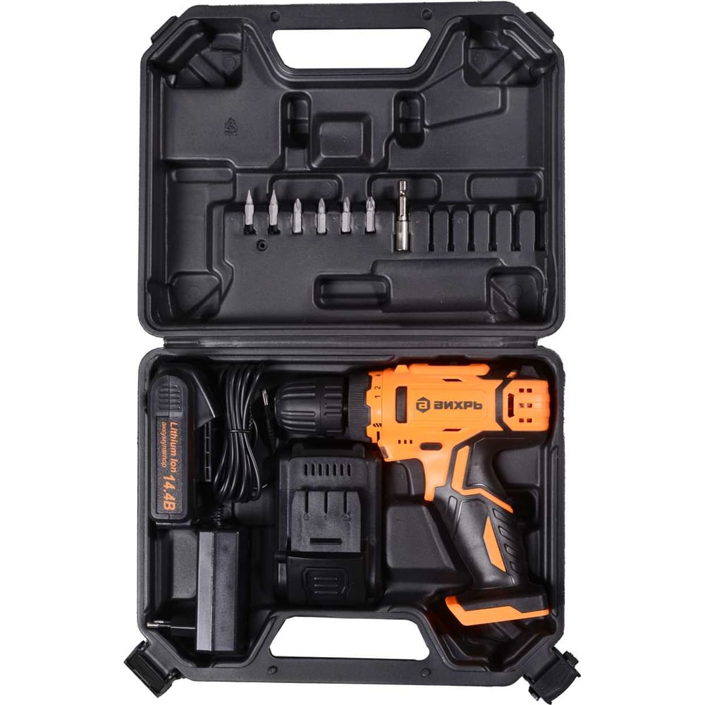 Шуруповерт аккумулят Вихрь ДА-14,4Л-2К (14,4V 2Li-lon x2Ач) кейс